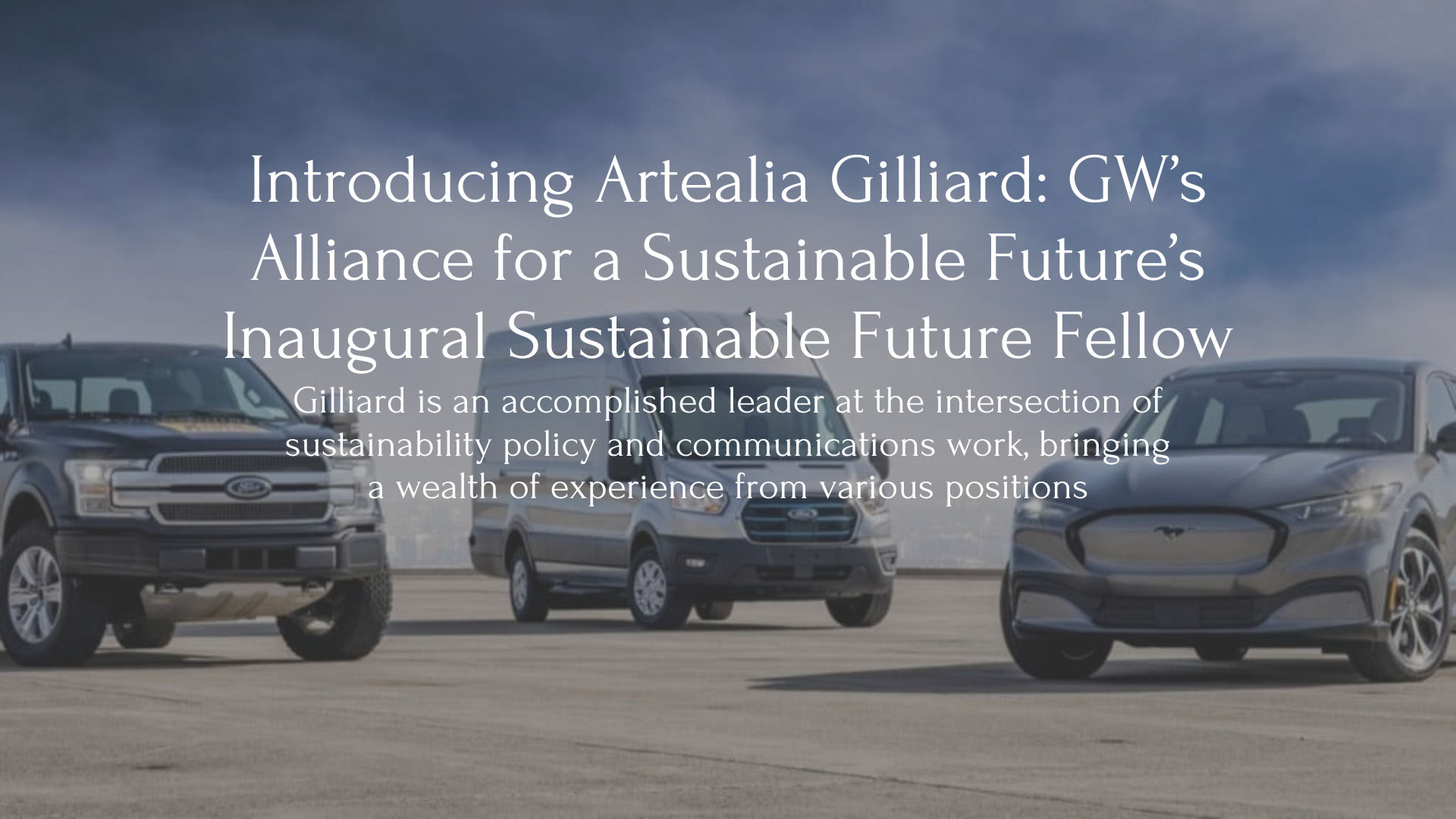 Article Title and Heading on top of 3 electric vehicles made by ford