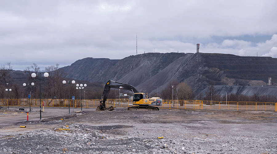 a digger working on a construction site