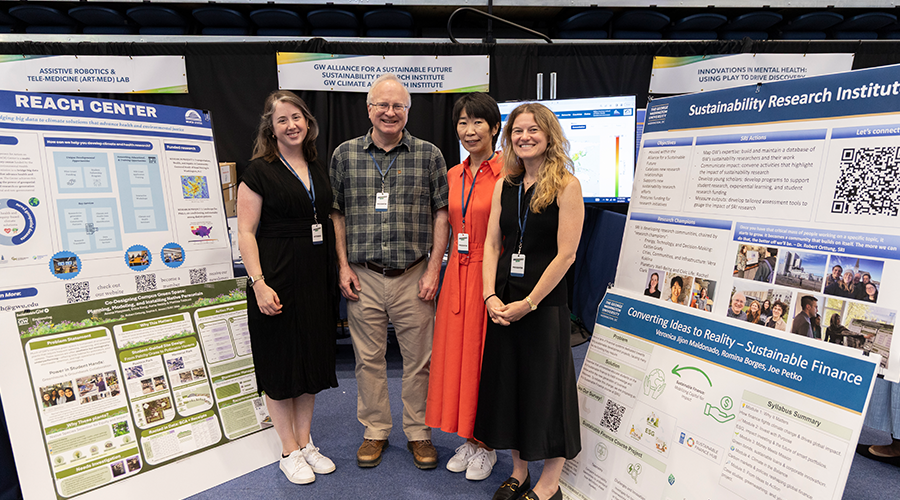 members of SRI pose with their poster presentations